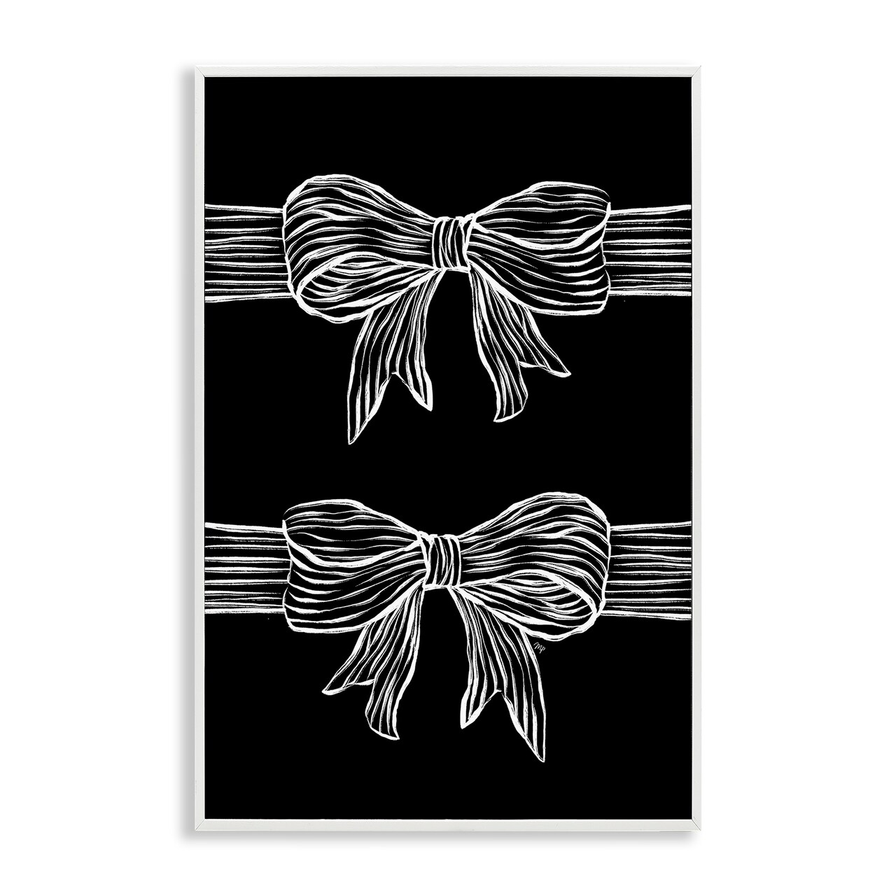 Stupell Industries White Bows on Black Framed Giclee, design by Martina Pavlova